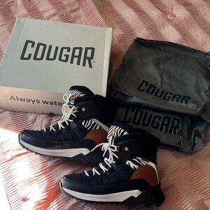 Cougar Black and Brown High-Top snow Boots Sneakers rain boots with Zebra Accent